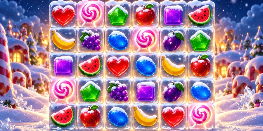 Karlı oyun alanında parlayan dört lolipop